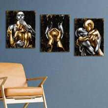 Visual Art Decoration Posters, Black And Gold Love Decoration Paintings, Gray And Gold Embrace Couple Canvas Prints, Used For Art Decoration Of Living Room And Bedroom Walls, Framed Canvas Prints