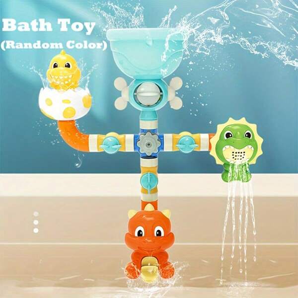 ROYLANZ 16 PCS Dinosaur Bath Toys For Kids Dinosaur Wall Bathtub Toy Slide For Toddlers Slide Shower Waterwheel Tracks Water Toys Christmas Holiday Birthday Gifts For Boys Girls(Random Color)