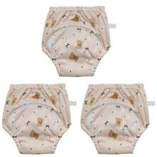 Paquete de 3 pantalones de entrenamiento para ir al baño reutilizables y lavables para niños y niñas pequeños, con patrones de animales lindos, ajuste regular, sin cintura, estiramiento medio, pantalones de pañal de entrenamiento para recién nacidos, material suave para lavar a máquina o a mano - un gran regalo para baby shower para varias ocasiones