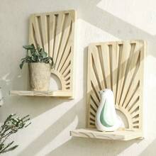 1pc Minimalist Wooden Hanging Wall Shelf For Home Decor, Plant Pot, Vase And Ornament Display