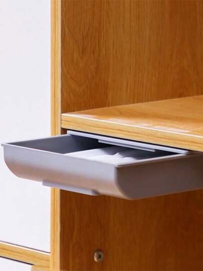 1pc Small Under-Desk Hidden Drawer Storage Box, Large Capacity Organizer To Keep Desktop Tidy, For Stationery, Cosmetic Tools, Kitchen Supplies