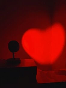 1 pieza Pequeño proyector de luz de ambiente en forma de corazón rojo y rosa, lámpara de amor romántica de material plástico, alimentada por USB, adecuada para fotografía, hogar, sala de estar, dormitorio - Rojo - Ver 13