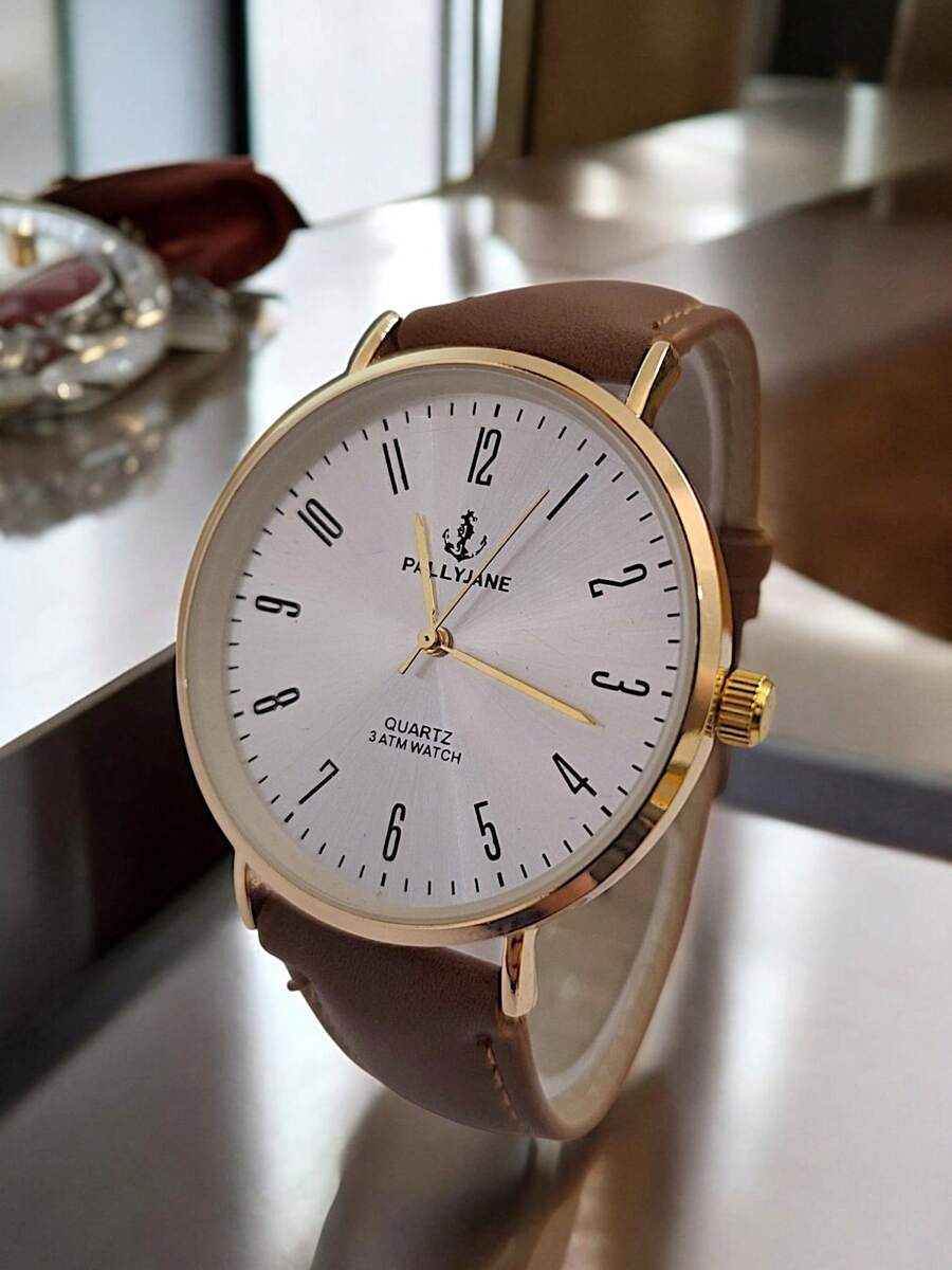 Pallyjane Original Men's Watch Elegant Business Waterproof Leather Strap - 金色 - 查看 1