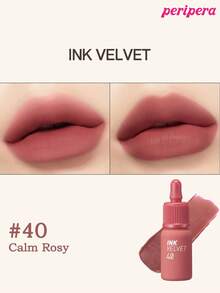 Peripera K-Beauty 墨絨唇膏，高顯色度，持久，輕盈，無麩質，無防腐劑，絲絨啞光唇膏，液態唇膏，滑順，持久顯色 - #40 Calm Rosy(new) - 查看 5