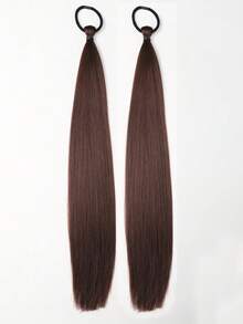 2 件装合成 DIY 发髻 马尾辫 带皮带 自卷丸子头 卷发髻 直发髻 黑棕色 - 黑色 - 查看 8