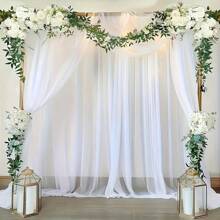 2 Pieces / 1-Piece White Transparent Chiffon Fabric Curtains 5.21 Feet X 9.93 Feet - Lightweight Polyester With Transparent Background, Suitable For Weddings, Birthdays, Photo Backgrounds, Parties And Event Decorations, Especially For Thanksgiving