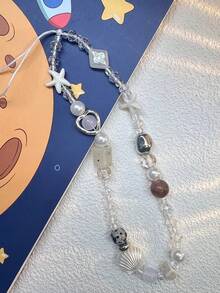 Handmade INS Style Sea Salt Star Shell Beaded Phone Hanging Strap, DIY Bead CCD Camera Chain Charm, Fresh And Chic - Multicolor - View 3