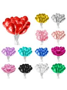 AFYPRTY 10pcs 18 Inch Heart Aluminum Foil Balloons Suitable For Festive Party Room Decoration Supplies Mother's Day Valentine's Day Outdoor Event Planning Decorations, Back To School Valentine Day - Multicolor - View 3