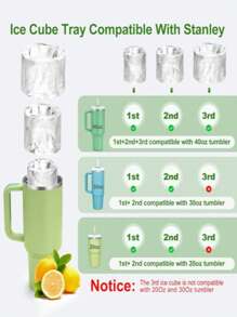 1 Set Of 20oz, 30oz, 40oz Reusable Silicone Ice Mold Buckets For Beverages, 3pcs Cylinder Ice Cube Trays, Compatible With Stanley