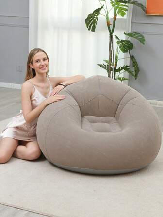 1pc Inflatable Round Sofa, Inflatable Camping Chair, Inflatable Slouchy Sofa, Inflatable Chair, Foldable Portable Inflatable Chair, Suitable For Living Room, Bedroom, Reading Room, Bedroom, Balcony, Outdoor Camping, Easy Storage And Portable, Leisure And Entertainment, Dorm, Backrest Chair, Bean Bag Chair