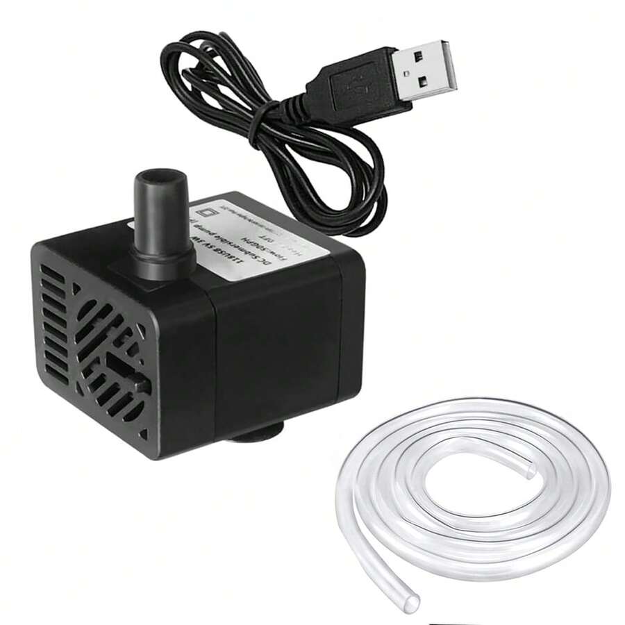 50 GPH 迷你潜水泵，3W 超静音喷泉水泵，带 1M 管道和流量调节功能，小型喷泉泵 200L/H，扬程 3.28 英尺高，鱼缸、池塘、水培、黑色雕像、水族馆、桌面喷泉、室内或室外池塘喷泉 - 黑色 - 查看 1