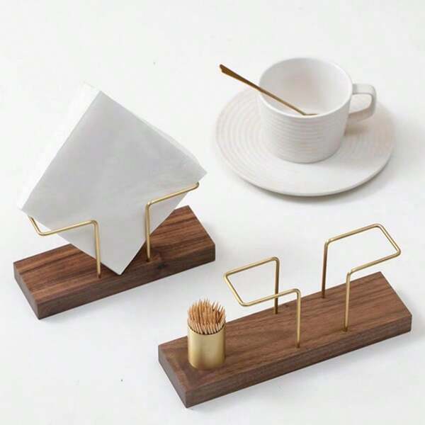 1pc/2pcs/4pcs Solid Wood Creative Vertical Tissue Holder, Napkin Holder For Kitchen Dining Table,Cafe Hotel Restaurant Desktop Napkin Holder, Simple Table Tissue Holder With Wood Base For Paper Napkins, Modern Dispenser For Home Decor