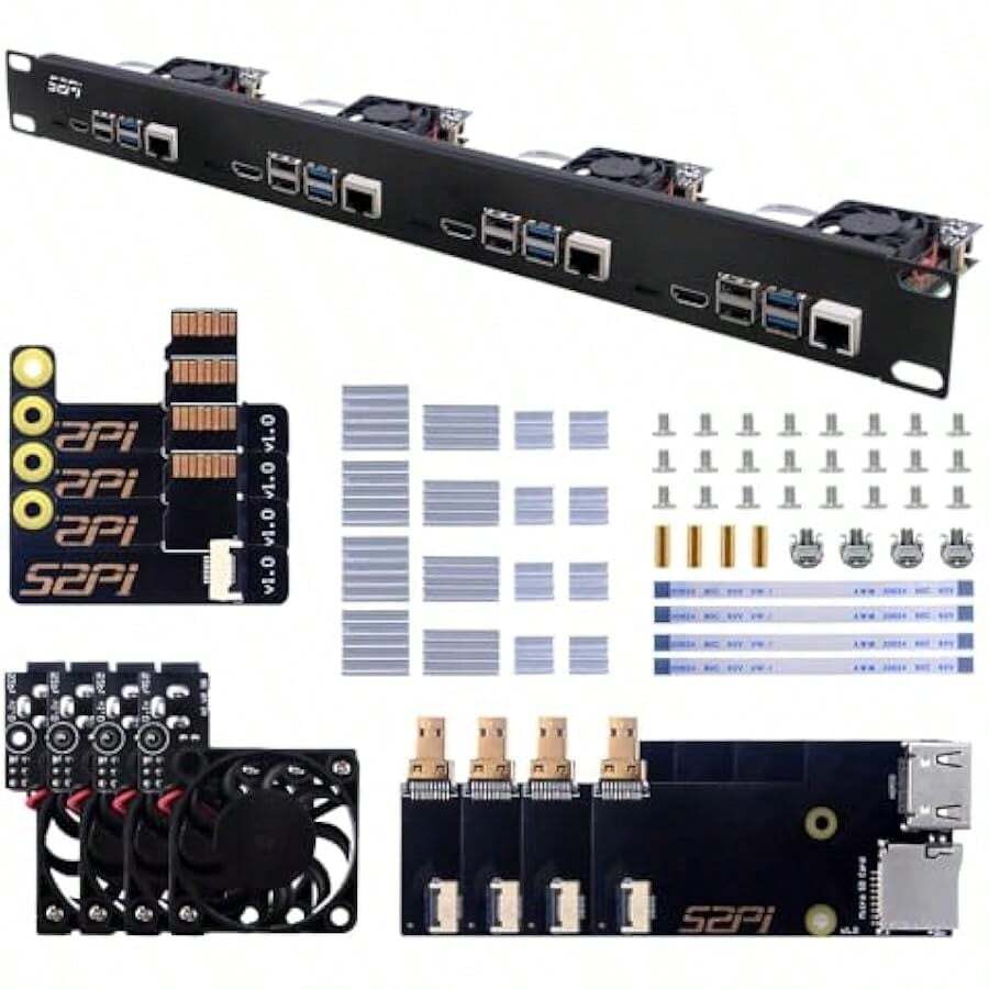 GeeekPi 1U Rack Kit For Raspberry Pi 4B 19 1U Rackmount Supporta 14 ...