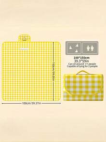 1pc Outdoor Picnic Mat, Portable Camping Mat, Beach Moisture-Proof Mat, Tent Ground Mat, Waterproof Lawn Mat, Indoor/Outdoor Family Game Travel Blanket (Please Note Image Description) - Yellow - View 4