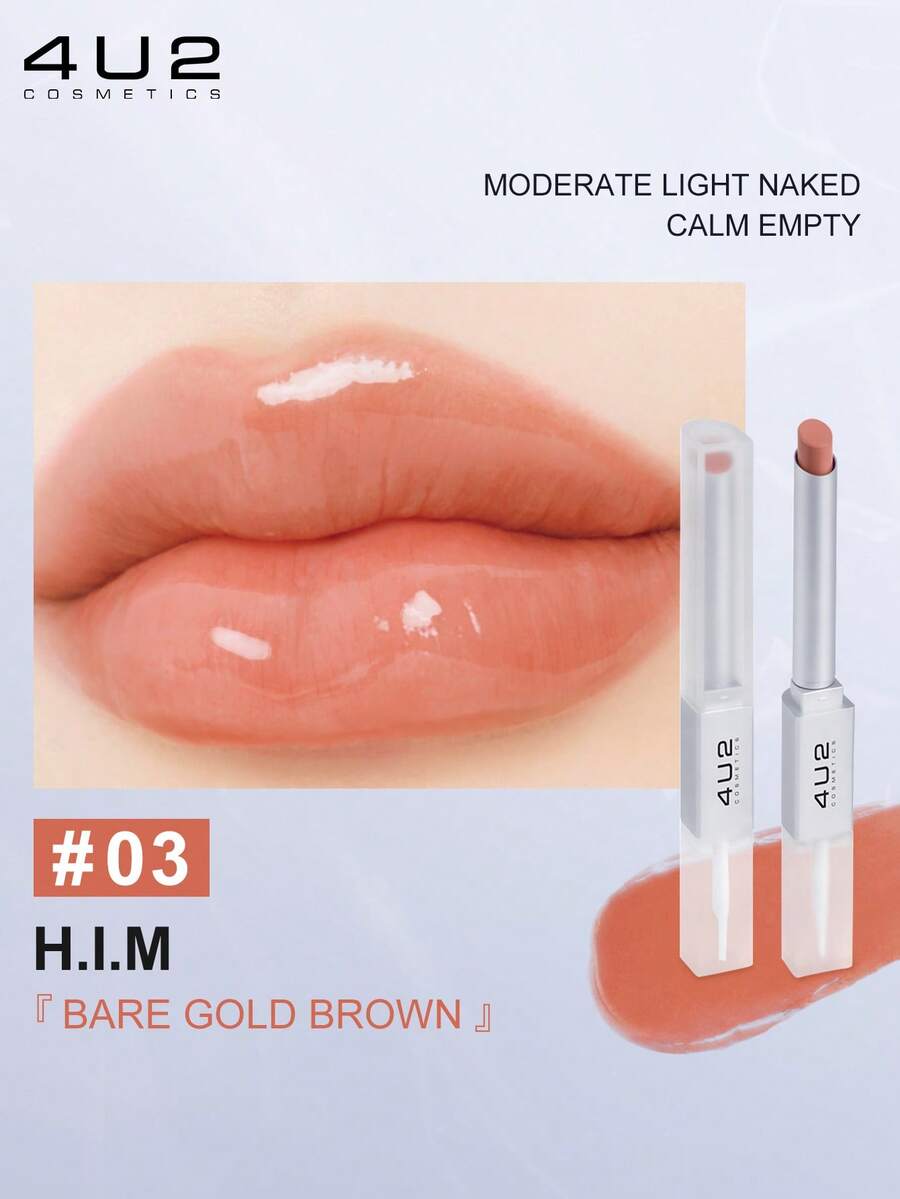 4U2 BETTER HALF DUO LIP Double Ended Lipstick - #03 BARE GOLD BROWN - View 1