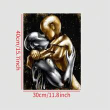 Visual Art Decoration Posters, Black And Gold Love Decoration Paintings, Gray And Gold Embrace Couple Canvas Prints, Used For Art Decoration Of Living Room And Bedroom Walls, Framed Canvas Prints