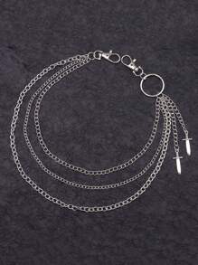 1pc Fashion Pendant Multi-Layer Metal Pants Chain, Suitable For Casual Wear, Outdoor, Sports, Vacation, Travel, Graduation Gift, Party Outfit Accessory