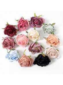 10pcs High-Quality Realistic Artificial Rose Heads, Home Textile Floral Decor & DIY Crafts, Suitable For Christmas, Halloween, Easter, Thanksgiving