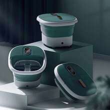 MaxKare Foot Spa Bath Massager With Heat Collapsible With Remote Control 6 Large Massage Rollers Digital Display-Green - As Pic as Pic - View 1