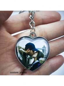 Personalized Customization Photo Double-Sided Heart-Shaped Keychain As A Gift For Girlfriend Baby Souvenir Family Pet Pendant Customized Keychain Couple Love Gift