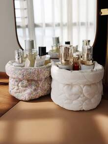 Ditsy Floral 纯色桌面收纳盒圆形圆柱可折叠化妆刷架，适用于宿舍和化妆笔袋，适用于学校用品，学校用品 - 彩色 - 查看 3