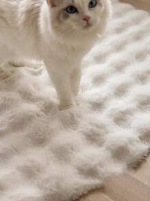 1pc Beige Round Faux Rabbit Fur Plush Rug, Nordic Ins Style Carpet For Living Room Bedroom, Washable Artificial Fur Rug, Suitable For Living Room, Bedroom, Tatami, Dressing Room And Other Indoor Spaces All Year Round,Fall Decor,Autumn Decor,Room Decor