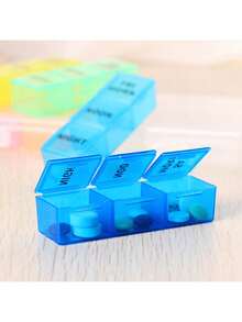 1pc 21 Compartment Colorful Pill Organizer Box, 1pc 14 Compartment Blue & Purple Pill Organizer Box - Portable, Large Capacity Pill Box, Durable Plastic, Easy To Use With Date And Time Labels - Great For Daily Medication Management - Multicolor - View 3