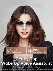VUB Fashionable Smart Glasses Wireless Bluetooth Glasses Auto‑Photochromic Lenses Uv Protection Unisex Music Playback Answer/End Calls Weather Queries Remote Camera Control Suitable For Work Business Meetings Driving Sports Camping Fishing Travel Perfect Gift For Parents Boyfriend Girlfriend Birthday Holiday Gift Valentine's Day Gift - 黑色金框 - 查看 5