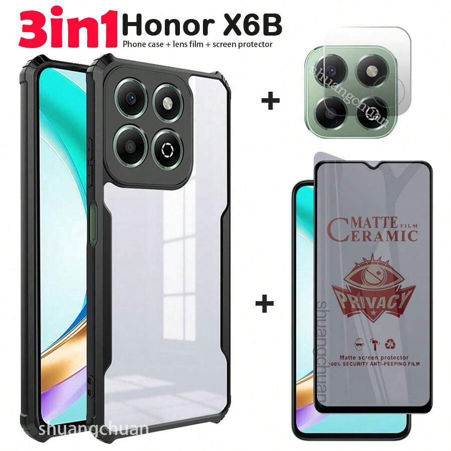 3 件适用于荣耀 X8C 手机壳荣耀 X8C 钢化玻璃荣耀 X6B X8B 屏幕保护膜高级流沙壳四叶草彩绘保护套全屏钢化玻璃 + 镜头膜荣耀 X6B X6A Infinix Note 50 50 Pro Redmi A5 生日、家人、朋友的礼物手机屏幕保护膜、手机配件防水防震防摔防摔防刮防指纹
