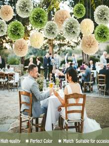 17pcs/16pcs Wedding Party Decor Paper Flower Balls, Khaki, Beige, Olive Green Paper Pom Poms, Birthday Party Background Decoration Balls, Suitable For Festivals, Anniversaries, Wedding, Valentine's Day Decorations Mother's Day Graduation
