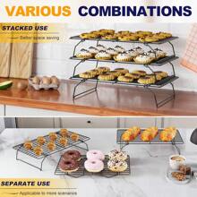 Tier Stackable Cooling Rack For Batch Cooling Cookie, Pizza, Cake- Heavy Duty Cooling Racks For Cooking And Baking, Oven And Dishwasher Friendly Baking Supplies-Black