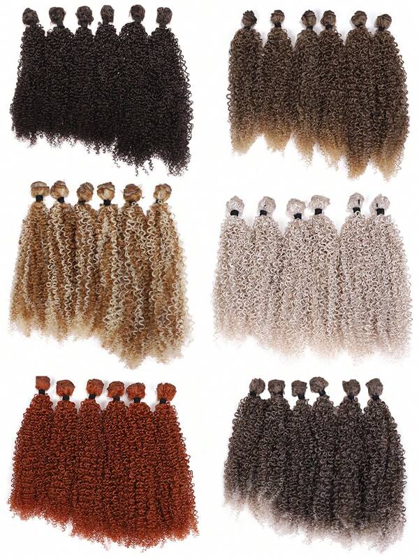 6 Pcs/Pack Synthetic Hair Extensions 22"24"26 Inch Black Brown Blonde Curly Hair Bundles Orange And Ombre Colour Heat Resistant Fiber