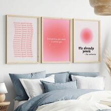 1/3pcs Wall Art Posters/Modern Style, Positive Aura Posters Set, Manifestation Art Print, Spiritual Poster, Wall Art, Positive Affirmations Wall Art - Unframed/Framed ,Wall Art With Frame - Multicolor - View 5