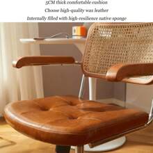 Chaise de bureau en rotin, style nordique, simple, pivotante, avec accoudoirs, idéale pour la chambre à coucher ou le jeu