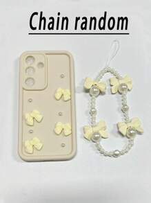 1 Stück beige Schleife Perle verziertes Handyhülle mit Schmetterling Armband, kompatibel mit Galaxy A14 A34 A54 A15 A25 A35 A55 S23 S23Plus S23Ultra S23FE S24 S24Plus S24Ultra S24FE S25 S25Plus S25Ultra
