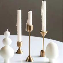 3/6pcs Gold Taper Candlestick Holders, Brass Gold Candle Holders, U-Shaped Candle Holders, Vintage Dining Table & Fireplace Decor, Minimalist Decorative Center, Candle Stands For Celebration, Dining, Wedding, Party, Elegant Home Decoration