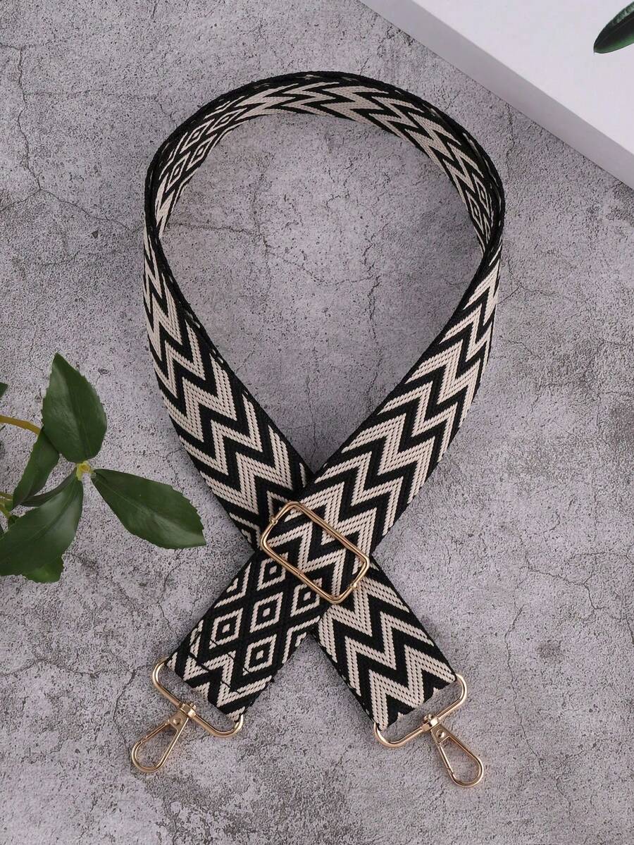 1pc Black Multi-Color Adjustable Wide Strap Casual Shoulder Strap Detachable Women Handbag Strap - Black - View 1