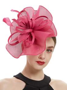 1pc Elegant Flower Cocktail Fascinators Hat Women Kentucky Derby Feathers Church Pillbox Hat Headband With Hair Clip1920s Headdress For Lady Girls Tea Party Accessories Hat, Tiny Hats, Mini Fascinator, Mini Cap - Multicolor - View 4