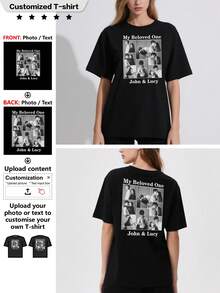 Personaliza tu camiseta con tu diseño o foto, crea tu regalo personalizado para fiestas, vacaciones o eventos - Negro - Ver 1