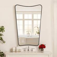 Irregular Wall Mirror Bathroom Mirror Asymmetric Mirror Metal Frame Vertical Horizontal Installation Living Room Bathroom Decoration