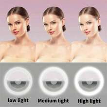 1 pezzo Luce di riempimento mini portatile a molletta, 28 LED circolari per live streaming, luce per selfie con tre modalità di illuminazione, per telefoni cellulari e computer, trucco, conferenze Zoom, live streaming, selfie perfetti e videochiamate, con batteria ricaricabile al litio da 150 mAh.