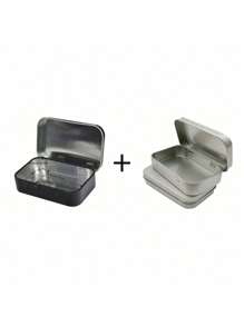 1/2pcs Flip Lid Tin Box, Metal Storage Tin, Portable Small Container, Mini Storage Box With Solid Hinge Lid For Drawing Pins, Beads, Earrings, Jewelry Crafts Organization