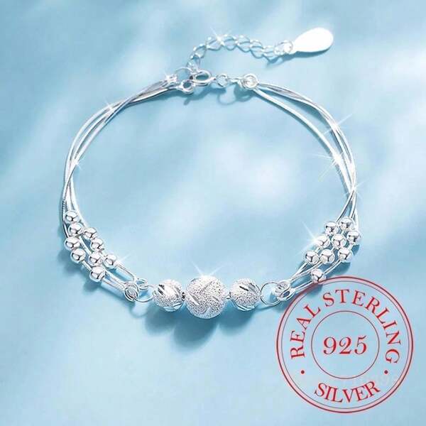 Bracelet pour femmes et filles - Perles de transfert en argent S925, bracelet à breloques nautiques avec conception d'ancre et de perle, cadeau d'anniversaire parfait pour la petite amie, accessoire quotidien Bracelet à breloques nautiques Bracelet durable