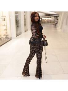 Stunning 2025 Spring Sexy Gal's Distinctive Leopard - Print High - Waisted Midriff - Exposing Set - 棕色 - 查看 7