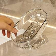 1pc Elegant Light Luxury Removable Soap Dish, Fashion Design Oval Bathroom Decoration, Suitable For Shower And Bathtub, Bathroom Decoration And Accessories, Back To School