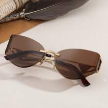 1pc New Stylish Cat Eye Frameless For Women, Casual Retro Party Cute Sexy Street Elegant High-End Glasses, Suitable For Daily Wear, Outdoor Activities