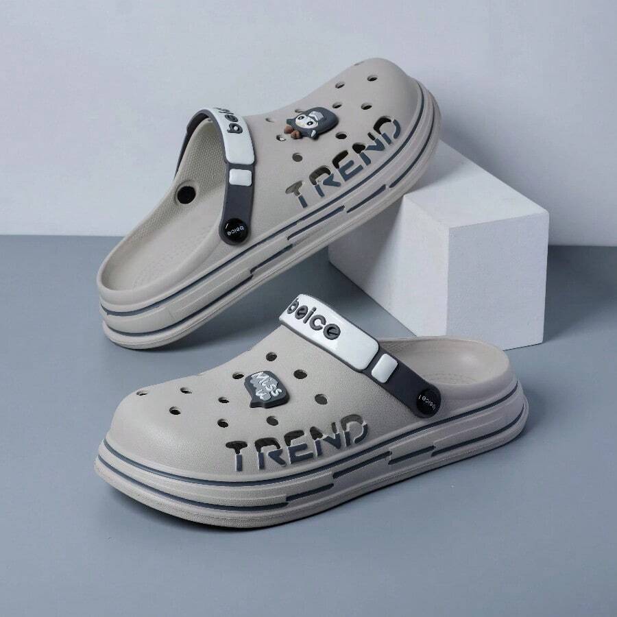 Men's Breathable Slip-On Sandals, Fashionable Peep Toe Slides, Soft Sole Beach Slippers, Versatile For Indoor & Outdoor Wear, Spring/Summer