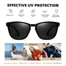 POLASUP 1 bucată ochelari de soare clasici cu lentilă polarizată (include husă pentru ochelari, cârpă de curățat, șnur) potriviți pentru șofat, vacanță în debarcaderul australian, stil stradal boho-chic, vacanță, plajă în aer liber, navetă, călătorie vintage, unisex - Negru - Vizualizare 10