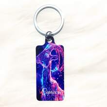 1pc Fashionable 12 Zodiac Sign Style Iron Painted Printed Double Sided Keychain Key Ring Bag Accessory, Suitable For Unisex Gift - Multicolor - View 13