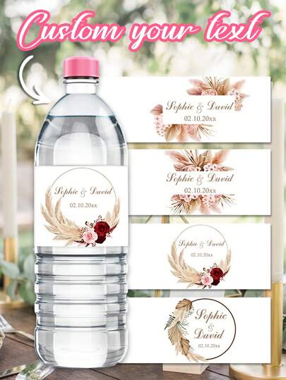 Personalized Customized Water Bottle Stickers, 10/20/30 Personalized Customized Water Bottle Packaging Stickers, 21x5cm/8x2 ", Can Be Customized With Names And Any Text/Font Of Water Bottle Stickers, Can Be Used For Weddings, Birthdays, Parties, Baptisms, Anniversaries, Festivals And Other Decorative Water Bottle Labels. Decorative Supplies,Multi-Functional,Durable,Ornamental,Reusable,Exquisite,Stylish,High-Quality,Colorful,Modern,Custom,Personalized,Unique,Back To School Fashion,Xmas Decoration, Autumn Home Refresh